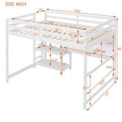 Loft Bed With Shelves, Desk And Writing Board