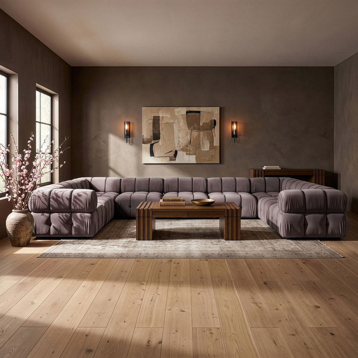 Orin - Velvet Performance Fabric Upholstered 9 Piece Sectional