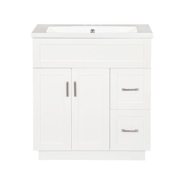 Bathroom Vanity With 2 Doors, 2 Drawers, Adjustable Shelf, Hidden Slides & Soft Close Hinges