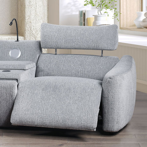 Fullar - RAF Modular Power Motion Recliner - Light Gary Chenille