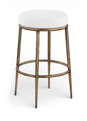 Ferro - Performance Fabric Upholstered Backless Bar Stool - Antique Brass