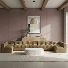 Rummi - Armless Velvet Performance Fabric Upholstered 9 Piece Modular Sectional