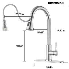 Classic High Arc Kitchen Faucet With Pull Down Sprayer, Stainless Steel - Brushed Nickel