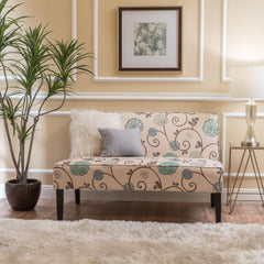 Contemporary Loveseat With Upholstered Fabric And Birch Wood Legs