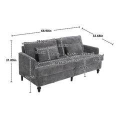 Mid Century Modern Chenille Fabric Loveseat Sofa, 2 Seat Upholstered Couch