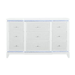 Adalid - Dresser With LED Light And Glittered Drawer Fronts - White