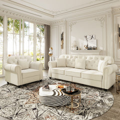 Upholstered Sofa Set With Nailhead Trim And Rolled Armrests, Includes Pillows