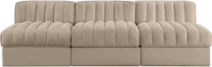 Rummi - Velvet Performance Fabric Upholstered 3 Piece Modular Armless Sofa
