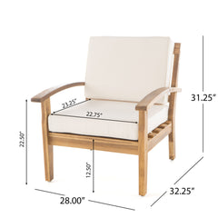 Outdoor Club Chair With Cushion And Acacia Wood Frame - Teak