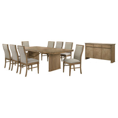 10 Piece Extension Dining Set With Upholstered Chairs And Matching Sideboard - Light Brown