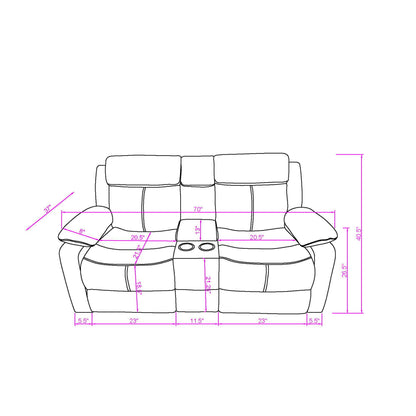 Blanche - Console Reclining Loveseat With LED Lights And Speakers