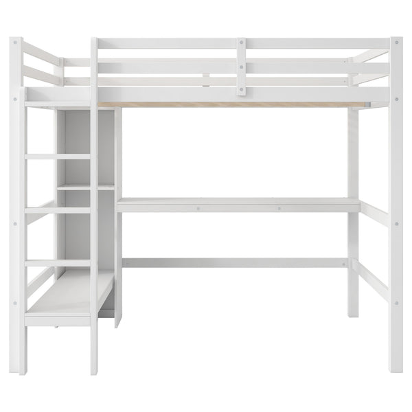 Loft Bed With Built In Desk And Multifunction Shelves