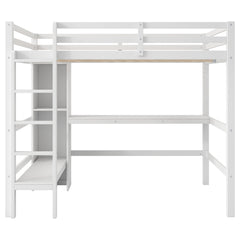Loft Bed With Built In Desk And Multifunction Shelves