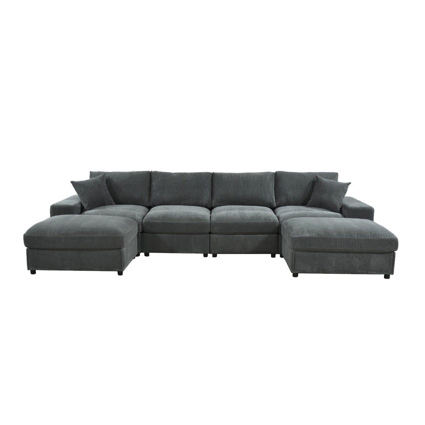 Sectional Sofa With 2 Ottomans And Toss Pillows