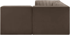 Rummi - Velvet Performance Fabric Upholstered 4 Piece Modular Sectional
