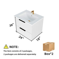 Modern Wall Mounted Floating Bathroom Vanity With Sink And Drawers