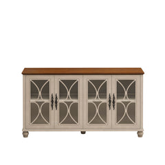 Elegant 4 Door Cabinet With Tempered Glass Doors