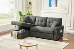 Reversible Sofa Couch Sleeper With Pull Out Bed And USB Port