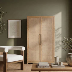 Vana - Solid Wood, Oak Veneer And Stainless Steel Storage Cabinet