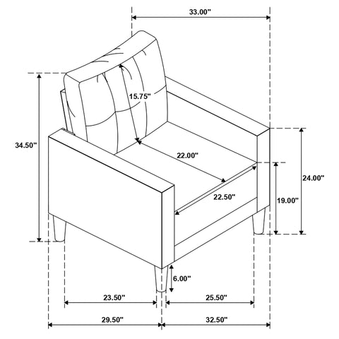 Harvey - Upholstered Tufted Accent Chair - Gray