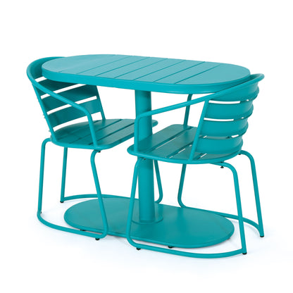 3 Piece Elegant Outdoor Bistro Set With 2 Chairs And Oval Table