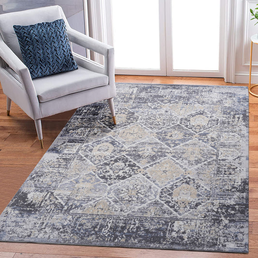 Payas - 6' X 9' Traditional Area Rug - Gray / Blue