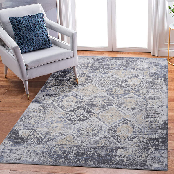 Payas - 6' X 9' Traditional Area Rug - Gray / Blue