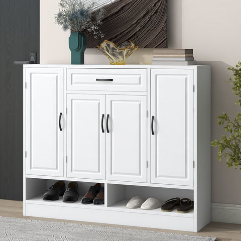 Sleek And Modern Shoe Cabinet With Adjustable Shelves, Space Saving Design
