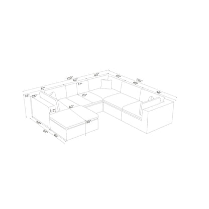 Custom Configuration Modular Sectional & Toss Pillows