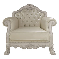 Dresden - Chair With 2 Pillows - Synthetic Leather & Bone White