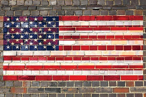 Usa Flag On Brick 2 By JG Studios (Framed) - Red