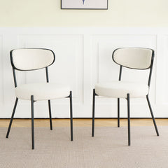 Boucle Modern Kitchen Dining Chair With Bentwood Back (Set of 2)