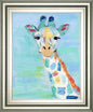 22x26 Cool Giraffe By Sally Swatland - Light Blue