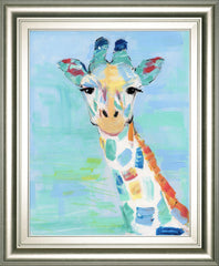 22x26 Cool Giraffe By Sally Swatland - Light Blue