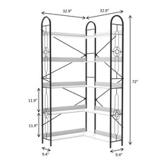 Industrial Style Corner Bookshelf With Thickened Iron Frame