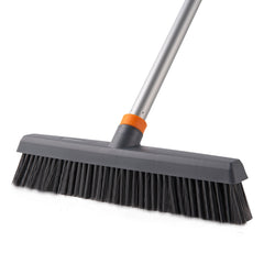 Adjustable Floor Brush With Squeegee Powerful Cleaner For Concrete, Tile, Bathrooms, Kitchens, Garages, And Pools - Black