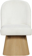 Marlowe - Linen Textured Fabric Upholstered Swivel Dining Side Chair - Stained Natural
