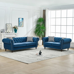 Chesterfield Set With Roll Armrest & Nailhead