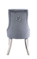Satinka - Fabric Side Chair (Set of 2) - Gray & Mirrored Silver
