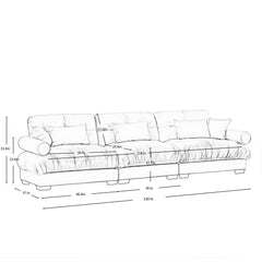 Modern Velvet Sofa With Bolstered Armrests And Pillows