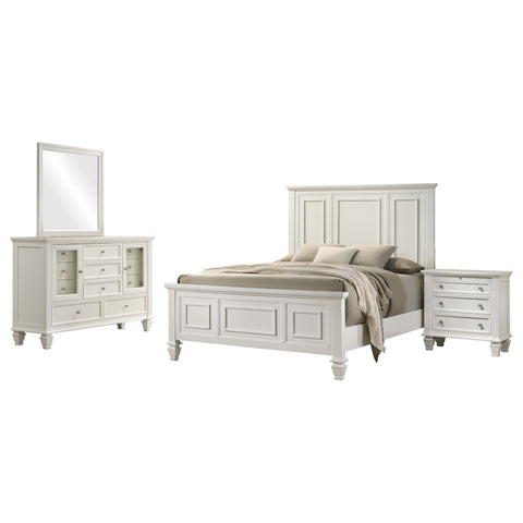 Cortina - 4 Piece Queen Bedroom Set With Ornate Panels And Storage - Cream White