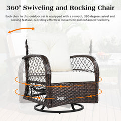 3 Piece Outdoor Chair & Table Set Chat Set, 2 Person Rattan Seating Group