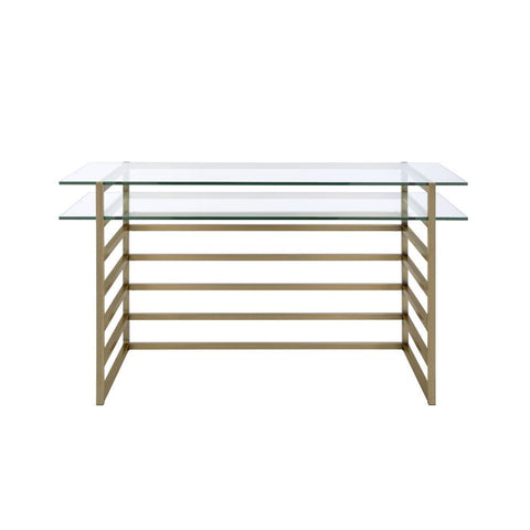 Shona - Writing Desk - Clear Glass Top & Antique Gold
