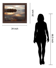 Golden Reflection Stillness - 28" x 34" Framed Wall Art