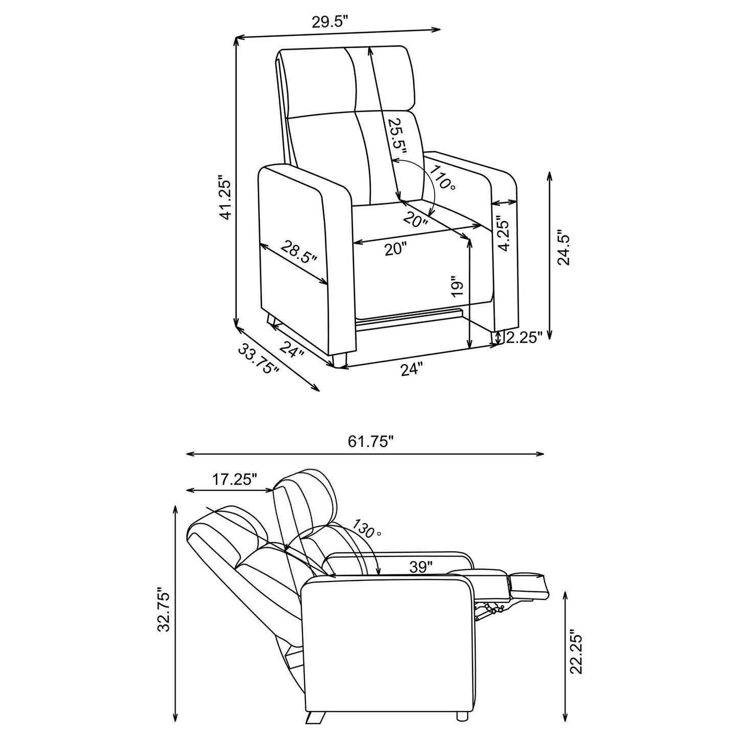 Warren - 3 Seater Reclining Home Theater - Black