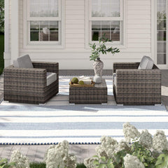 Wicker Seating Group Set With Table And Cushions