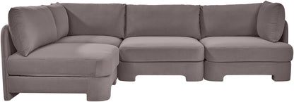 Hammond - Velvet Performance Fabric Upholstered 4 Piece Armless Sectional