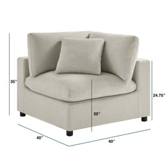 Cassandra - Corner Wedge Chair - Beige