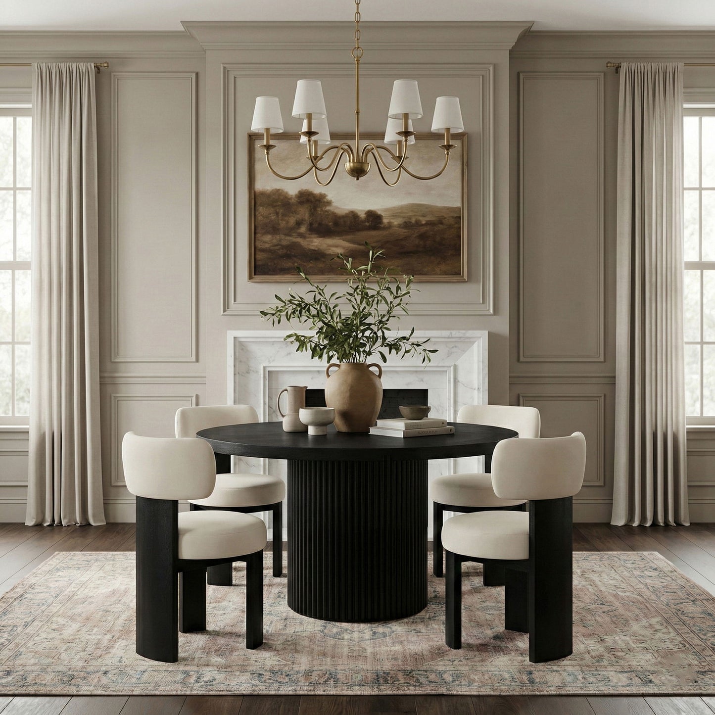 Atelier - Vegan Leather Upholstered Dining Chair (Set of 2) - Taupe / Painted Black