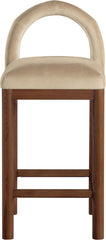Conrad - Velvet Counter Stool With Brown Legs